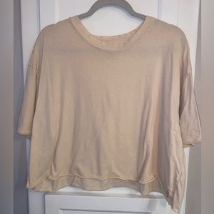 FREE PEOPLE tan cropped tshirt size Medium
